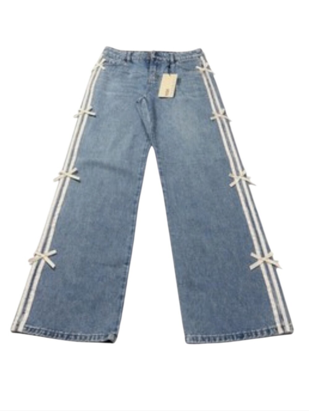 1030 TENTHIRTY Bow Side Wide Leg Jeans